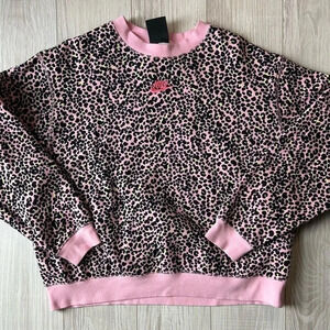 Nike Pink Leopard Pull Over Sweatshirt Size S